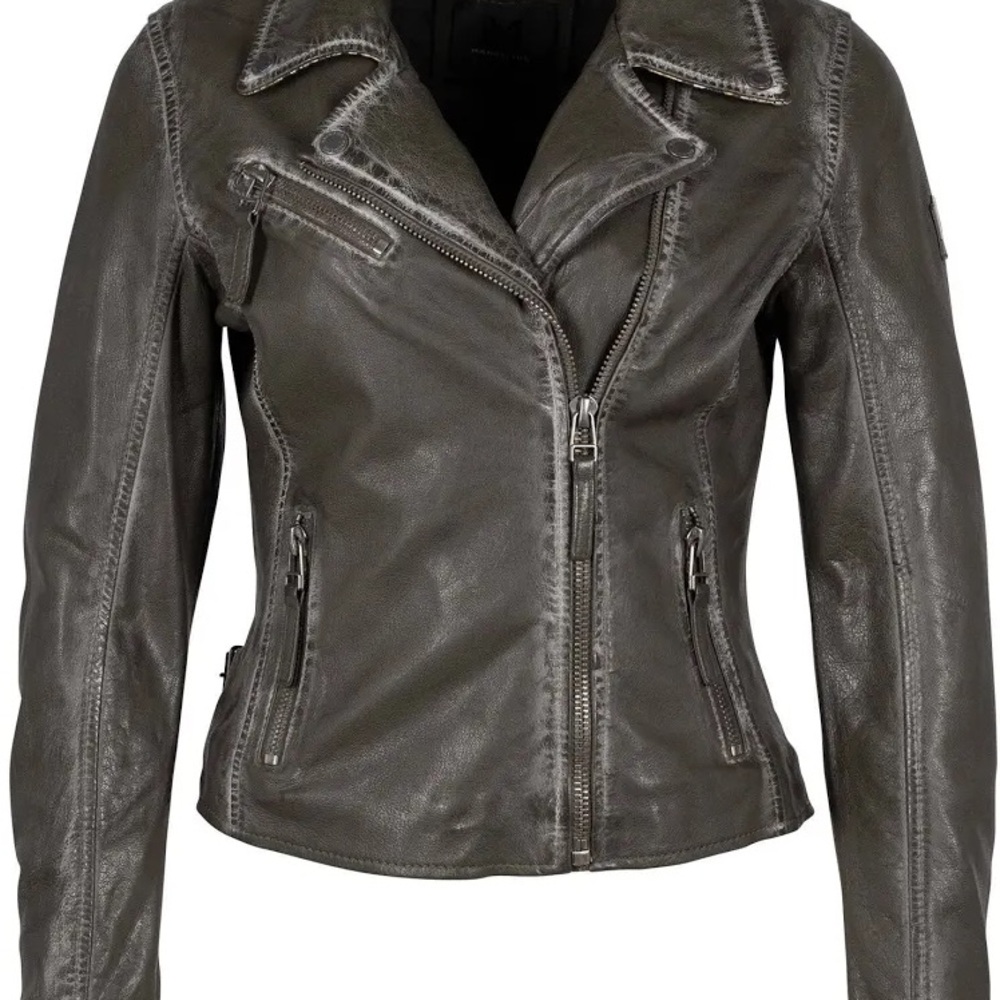 Leather Moto Jacket Star Snakeskin Boho Western Cowgirl Lightweight Coat Green - Picture 3 of 6